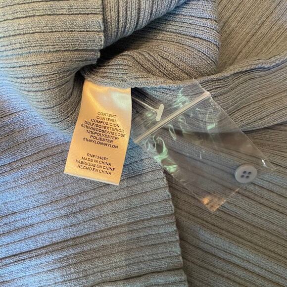 LEYDEN Blue Ribbed Knit Sweater Dress Size M Long Sleeve Collared Button Front - Picture 7 of 9